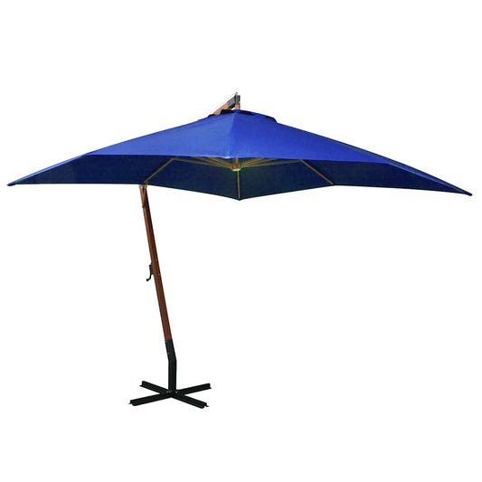 vidaXL Hanging Garden Parasol with Pole Azure Blue 3x3m Solid Fir Wood