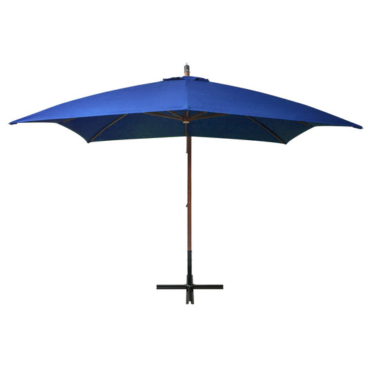 vidaXL Hanging Garden Parasol | Azure Blue | Polyester, Fir Wood, Bamboo | Large