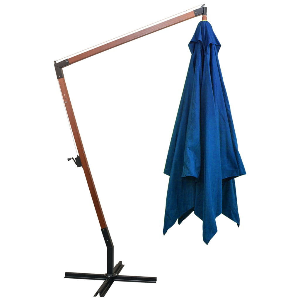 vidaXL Hanging Garden Parasol | Azure Blue | Polyester, Fir Wood, Bamboo | Large