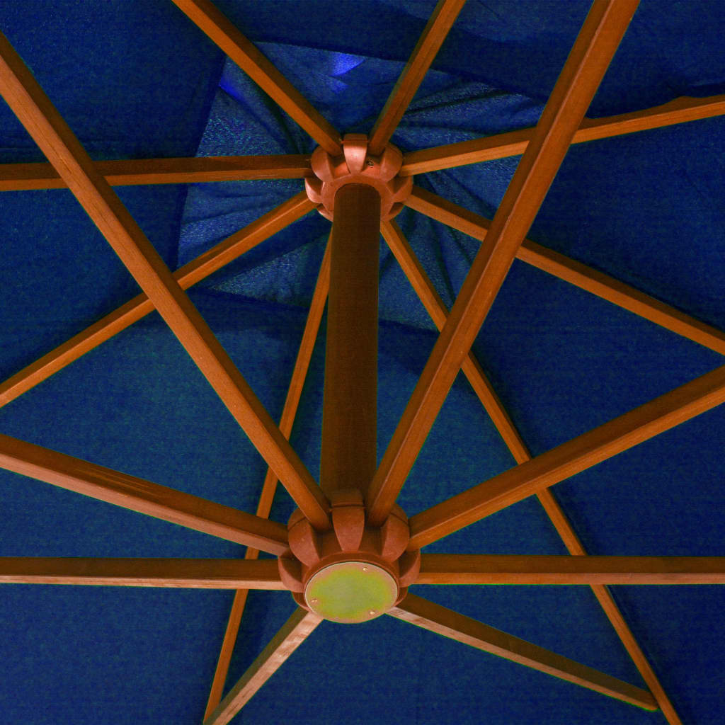 vidaXL Hanging Garden Parasol | Azure Blue | Polyester, Fir Wood, Bamboo | Large