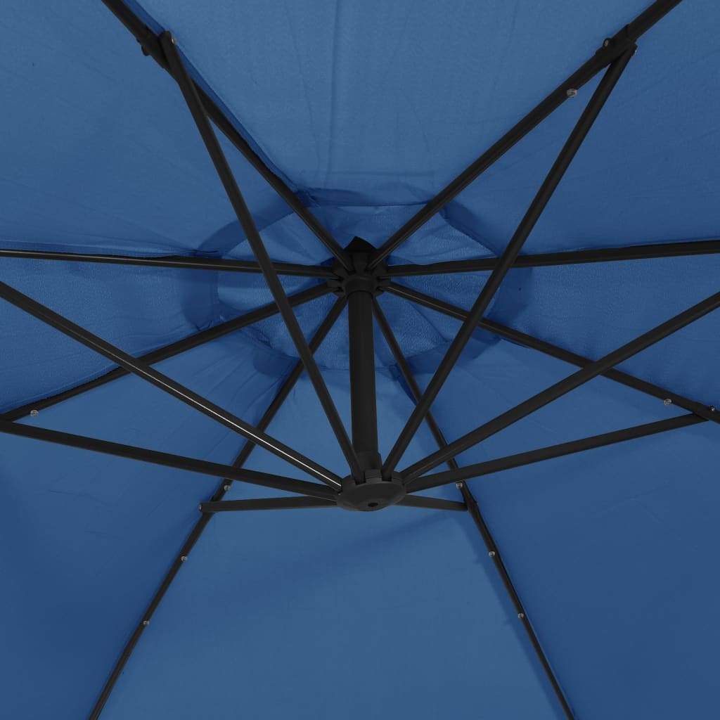 vidaXL Cantilever Garden Parasol with LED Lights Azure Blue 350 cm
