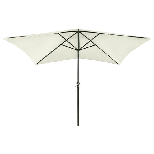 vidaXL Garden Parasol with LEDs and Steel Pole Sand 2x3 m