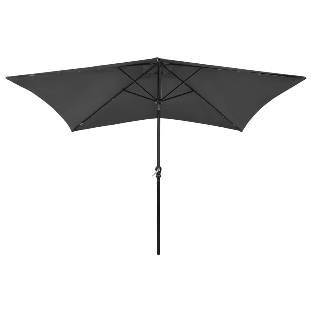 vidaXL Garden Parasol with LEDs and Steel Pole Anthracite 2x3 m