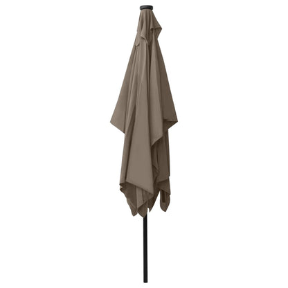 vidaXL Garden Parasol with LEDs and Steel Pole Taupe 2x3 m