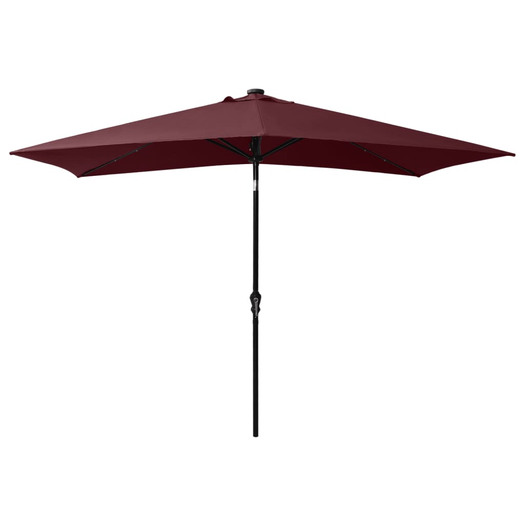 vidaXL Garden Parasol with LEDs and Steel Pole Bordeaux Red 2x3 m