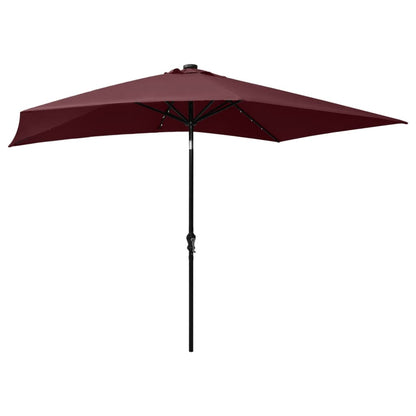 vidaXL Garden Parasol with LEDs and Steel Pole Bordeaux Red 2x3 m