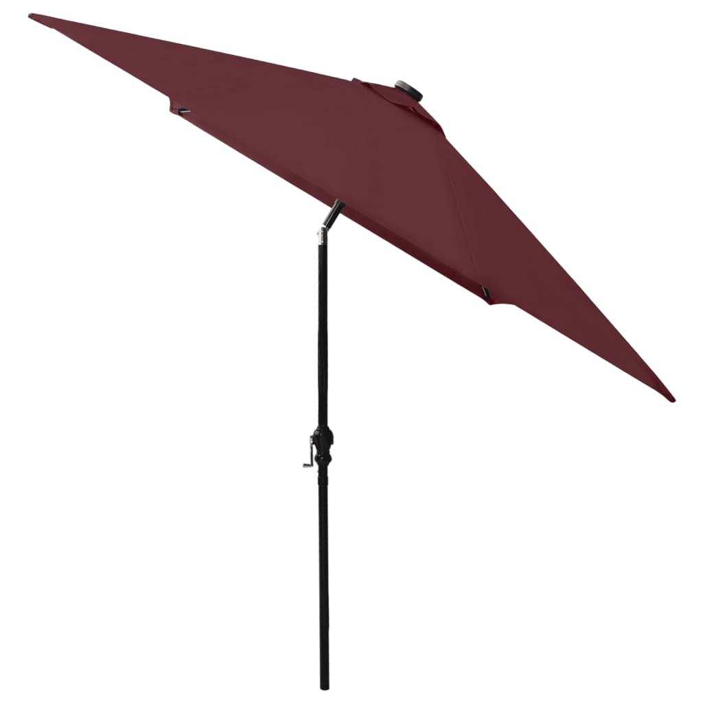 vidaXL Garden Parasol with LEDs and Steel Pole Bordeaux Red 2x3 m