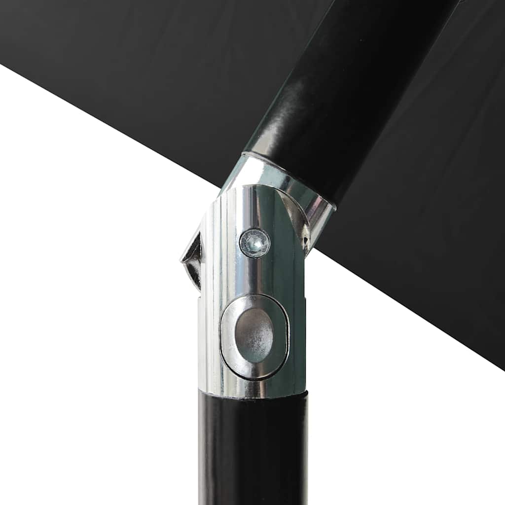 vidaXL Garden Parasol with LEDs and Steel Pole Black 2x3 m