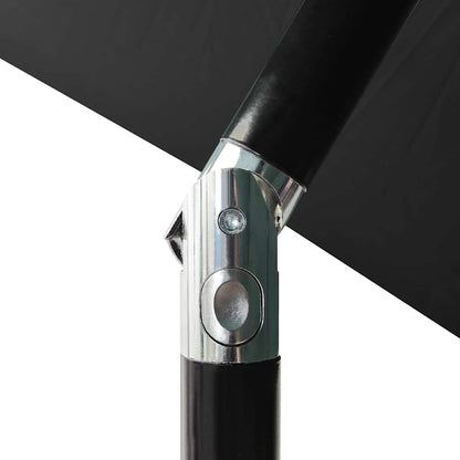 vidaXL Garden Parasol with LEDs and Steel Pole Black 2x3 m