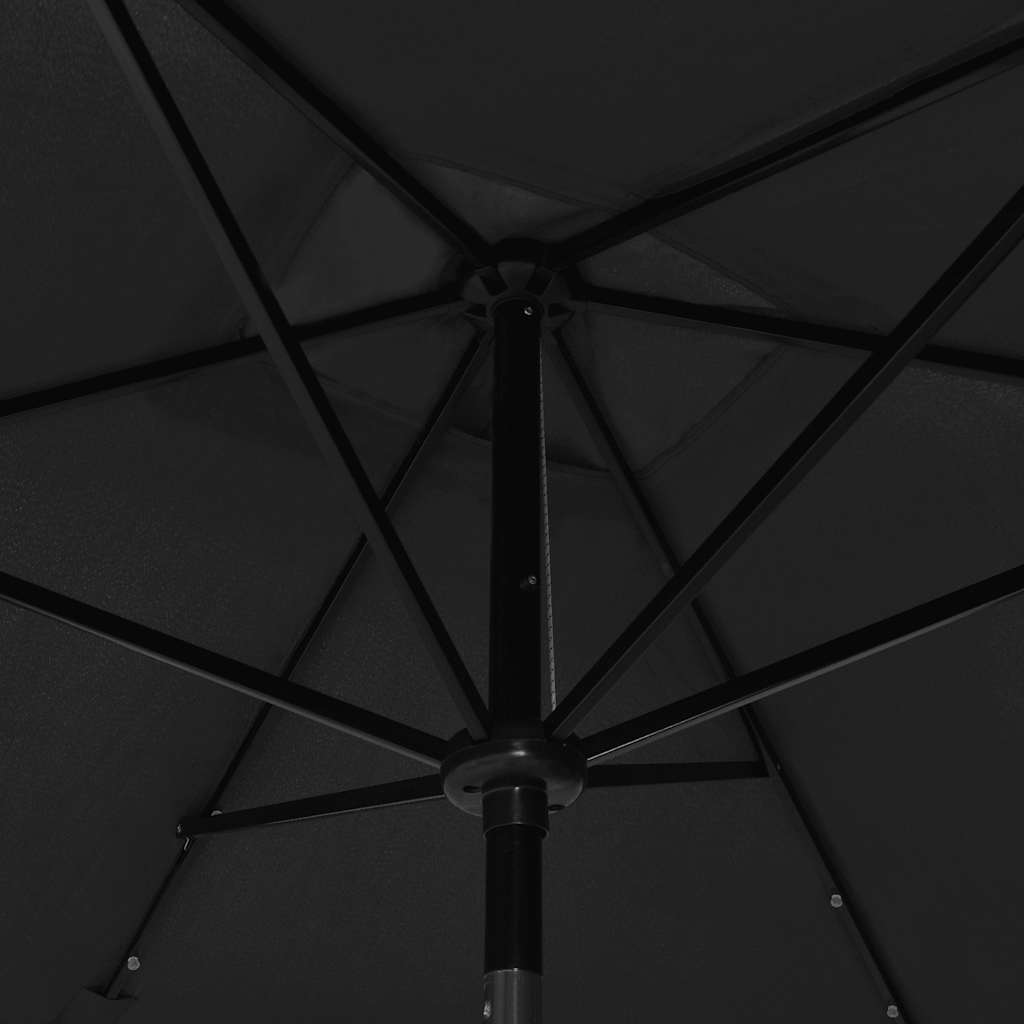 vidaXL Garden Parasol with LEDs and Steel Pole Black 2x3 m