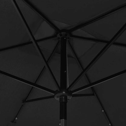 vidaXL Garden Parasol with LEDs and Steel Pole Black 2x3 m