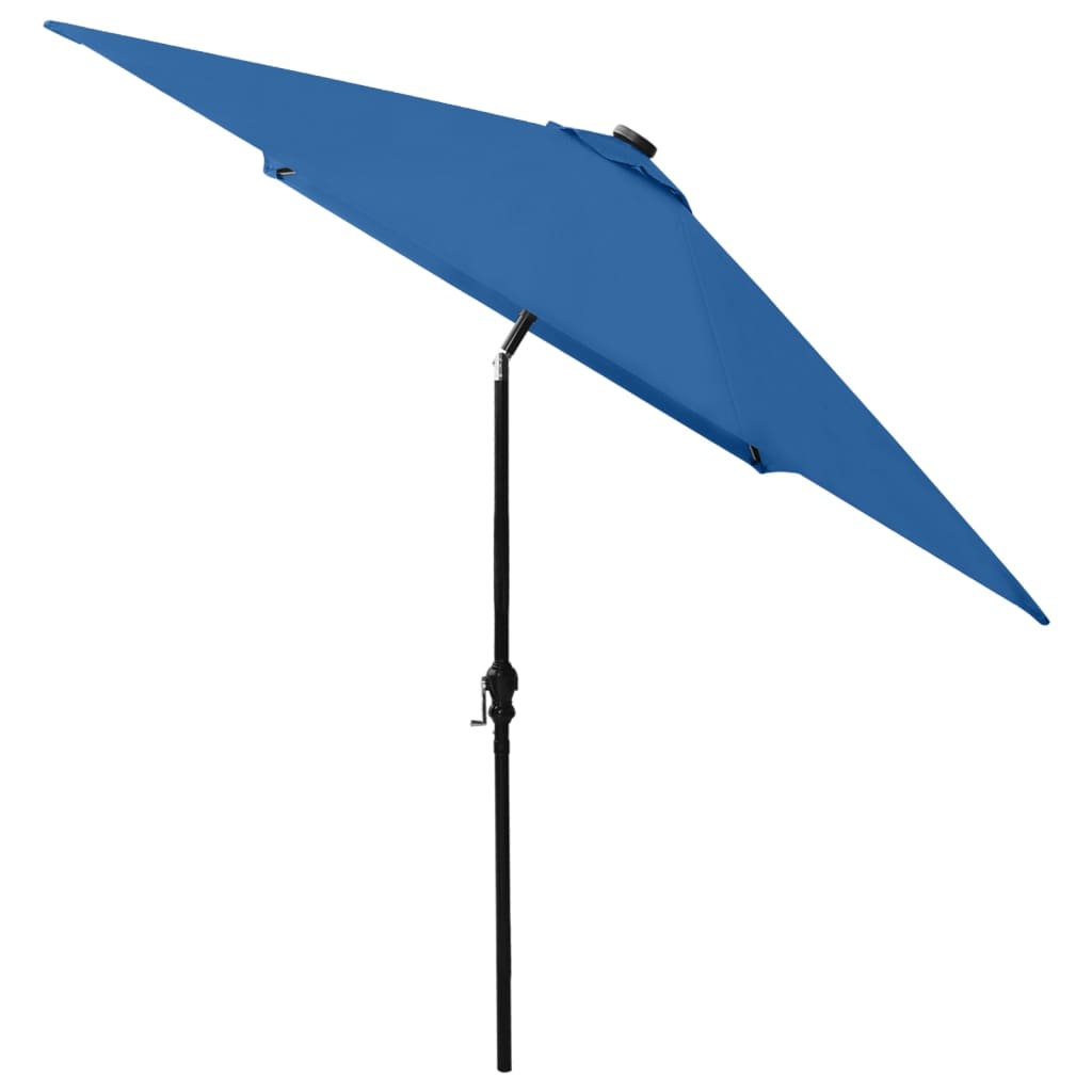 vidaXL Garden Parasol with LEDs and Steel Pole Azure Blue 2x3 m