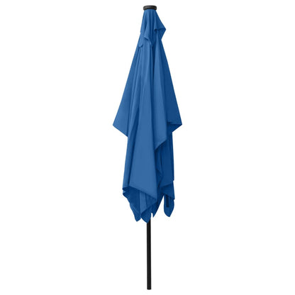 vidaXL Garden Parasol with LEDs and Steel Pole Azure Blue 2x3 m