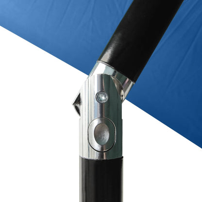 vidaXL Garden Parasol with LEDs and Steel Pole Azure Blue 2x3 m