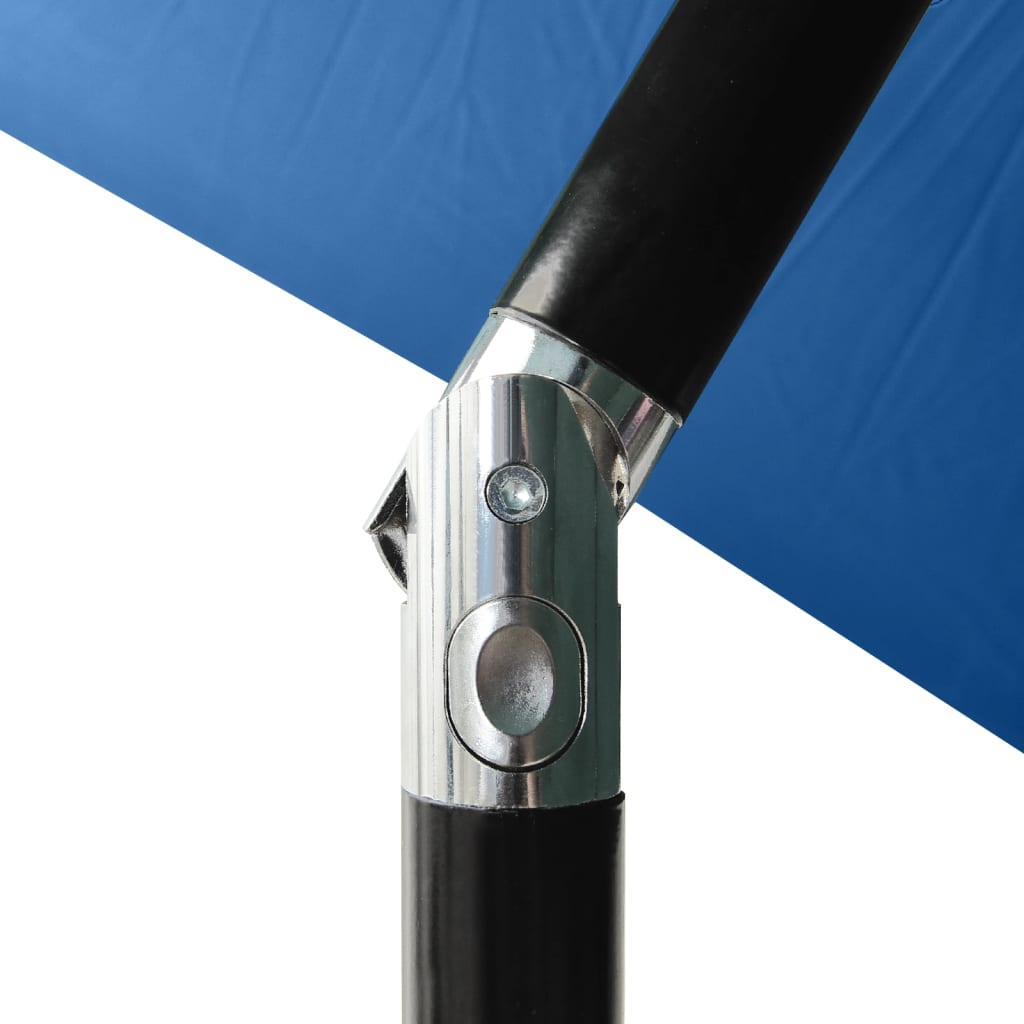 vidaXL Garden Parasol with LEDs and Steel Pole Azure Blue 2x3 m