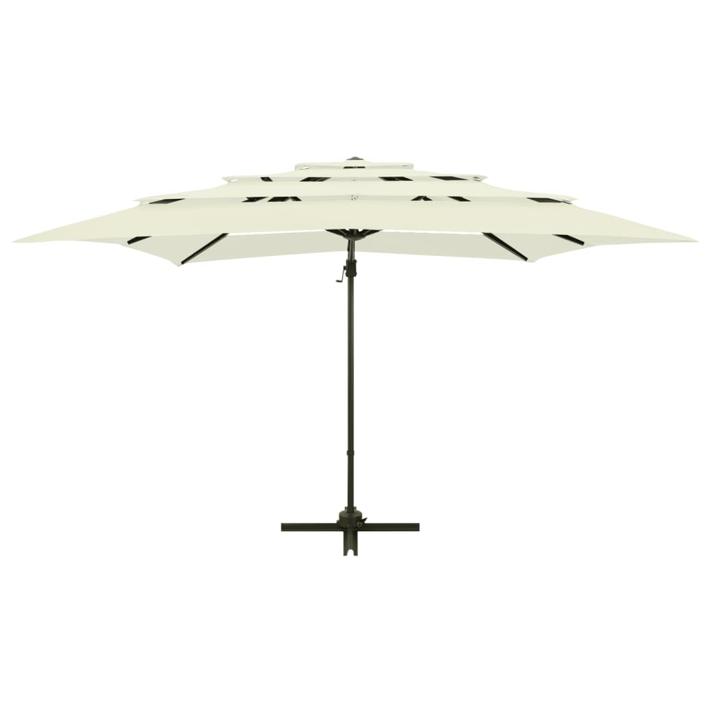 vidaXL 4-Tier Garden Parasol with Aluminium Pole Sand 250x250 cm