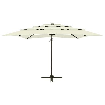 vidaXL 4-Tier Garden Parasol with Aluminium Pole Sand 250x250 cm
