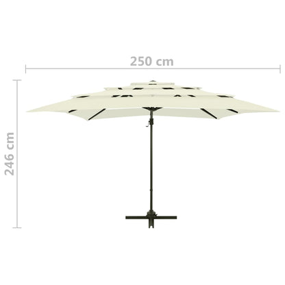 vidaXL 4-Tier Garden Parasol with Aluminium Pole Sand 250x250 cm