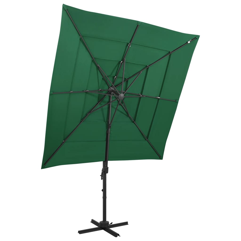 vidaXL Garden Parasol | Green | Polyester | Large | Foldable | Garden Parasol