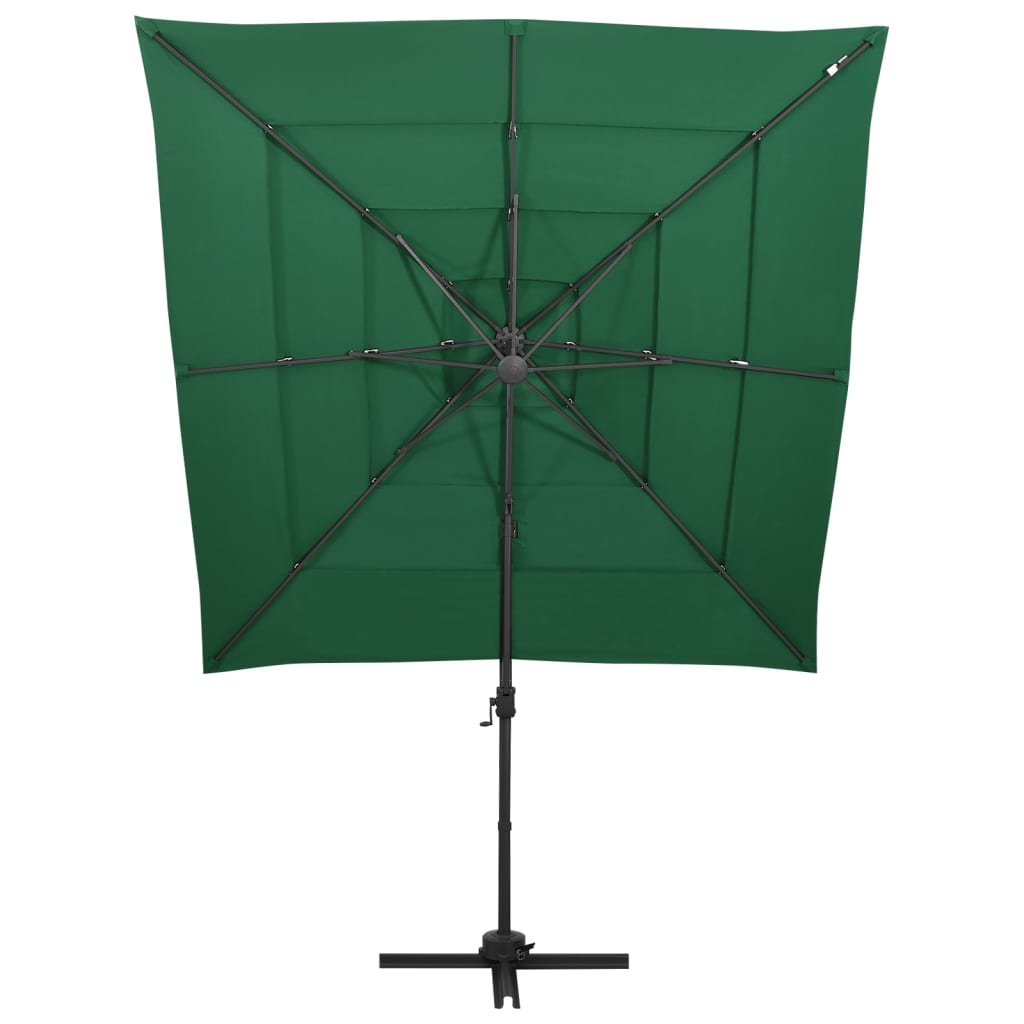 vidaXL 4-Tier Garden Parasol with Aluminium Pole Green 250x250 cm