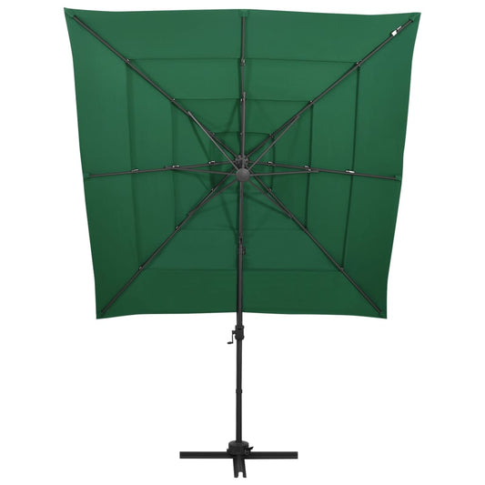 vidaXL 4-Tier Garden Parasol with Aluminium Pole Green 250x250 cm