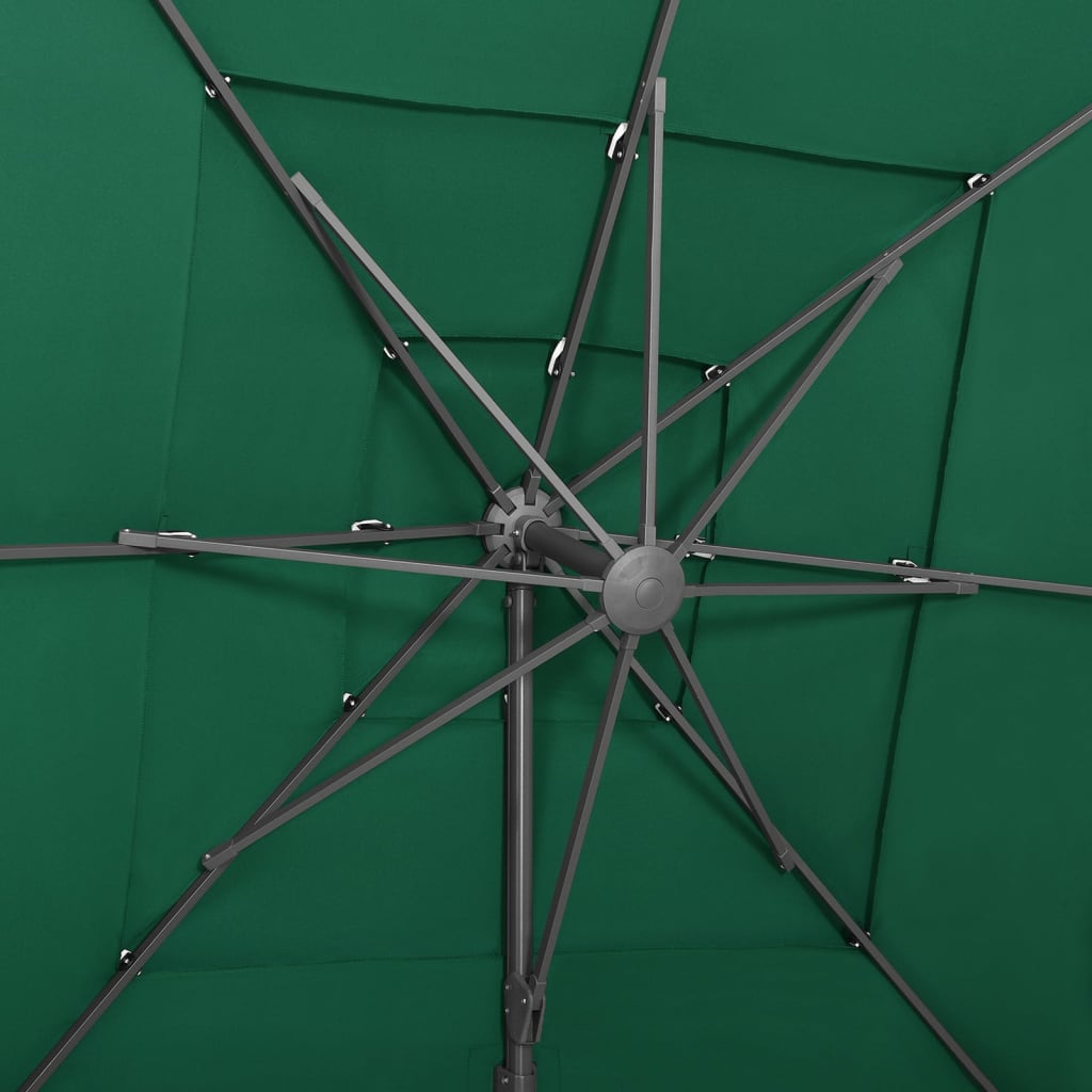 vidaXL 4-Tier Garden Parasol with Aluminium Pole Green 250x250 cm