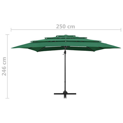 vidaXL 4-Tier Garden Parasol with Aluminium Pole Green 250x250 cm