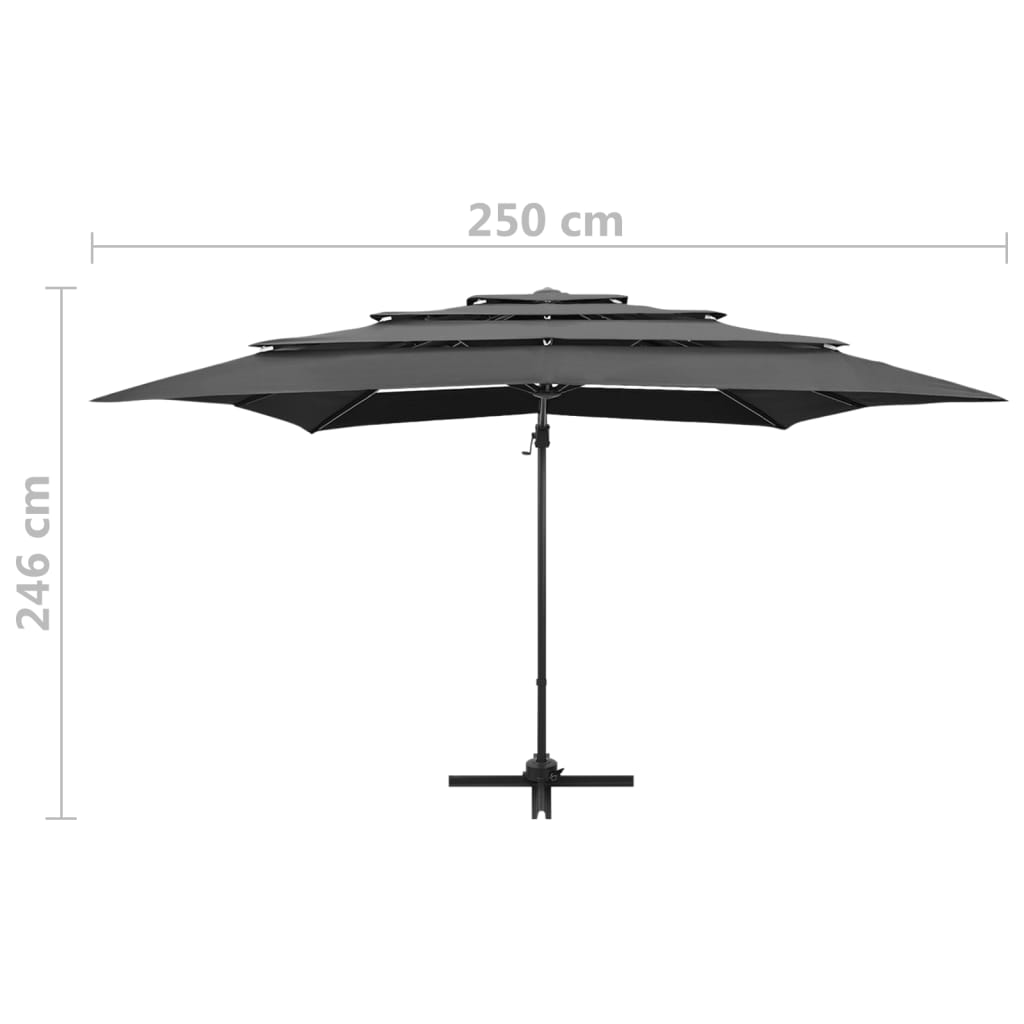 vidaXL Garden Parasol | Anthracite | Polyester, Powder-coated aluminium | 250 cm