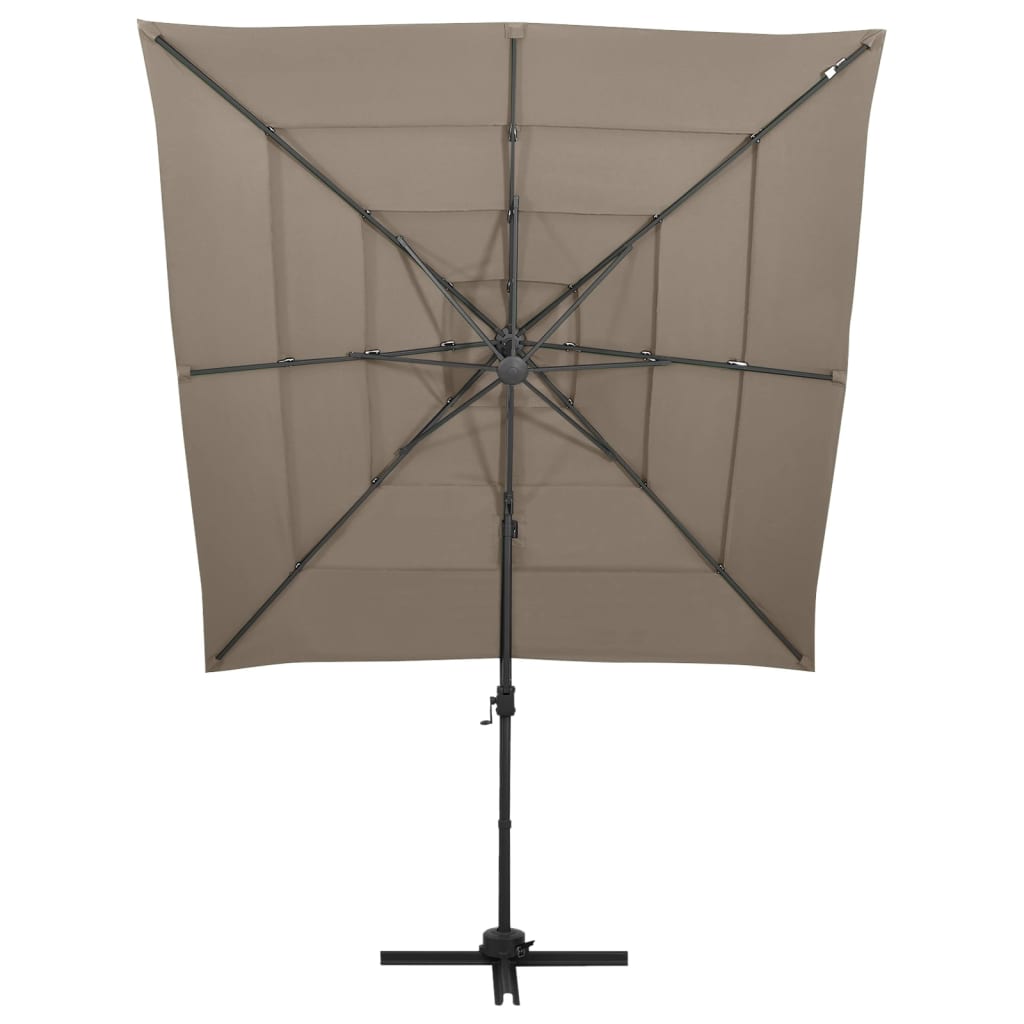 vidaXL 4-Tier Garden Parasol with Aluminium Pole Taupe 250x250 cm