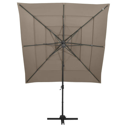 vidaXL 4-Tier Garden Parasol with Aluminium Pole Taupe 250x250 cm