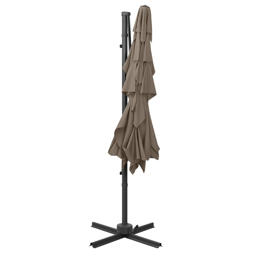 vidaXL 4-Tier Garden Parasol with Aluminium Pole Taupe 250x250 cm