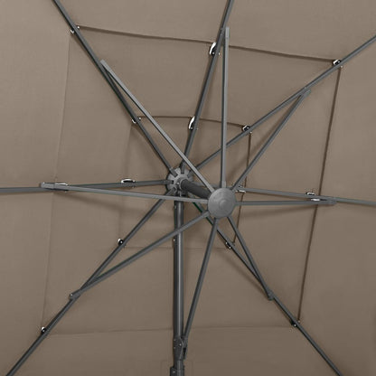 vidaXL 4-Tier Garden Parasol with Aluminium Pole Taupe 250x250 cm