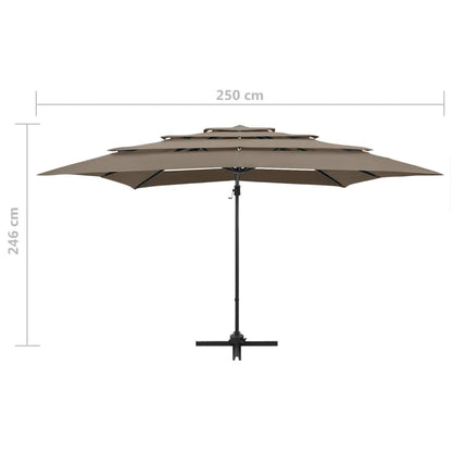 vidaXL 4-Tier Garden Parasol with Aluminium Pole Taupe 250x250 cm