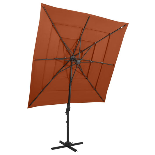vidaXL Garden Parasol | Terracotta | Polyester, Powder-Coated Aluminium | Large