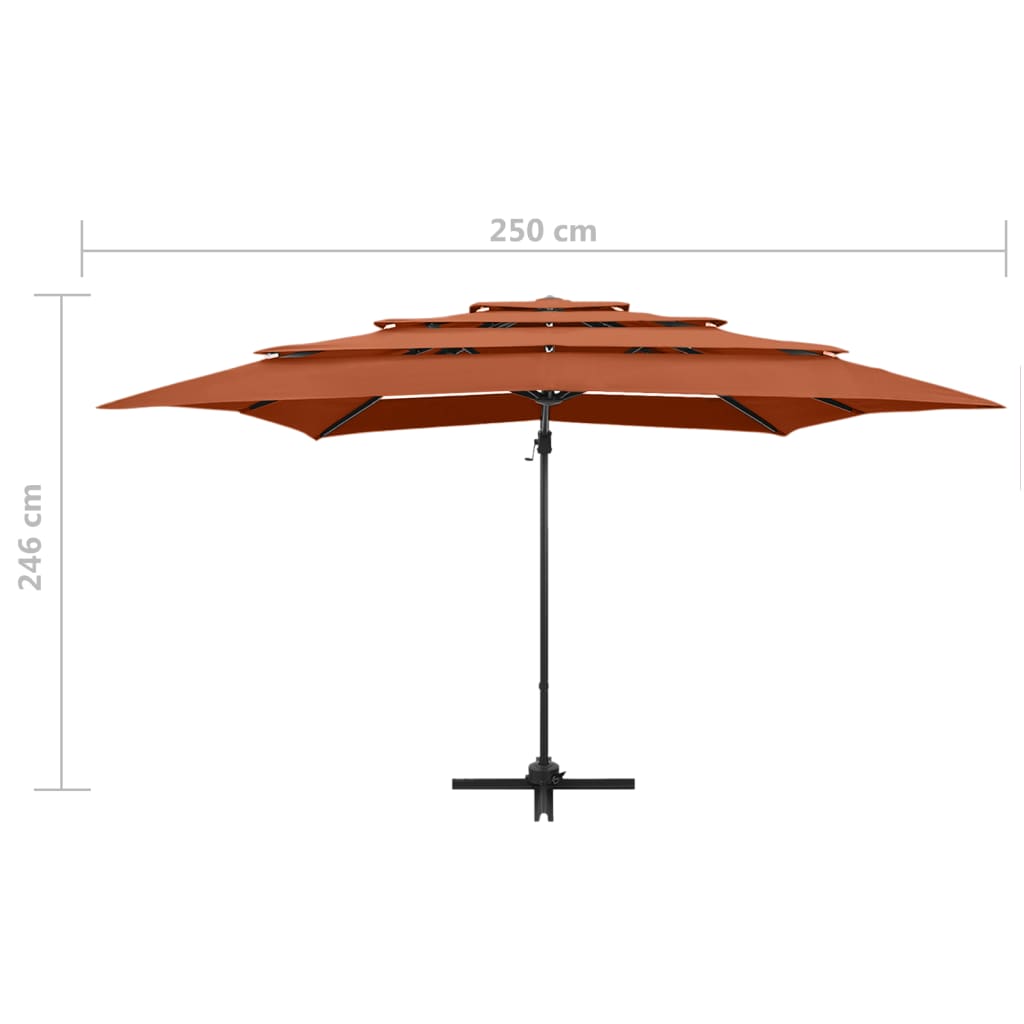 vidaXL Garden Parasol | Terracotta | Polyester, Powder-Coated Aluminium | Large