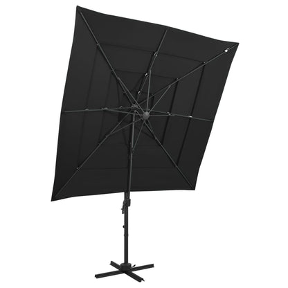 vidaXL Garden Parasol | Black | Polyester | Large | Foldable | Garden Parasol