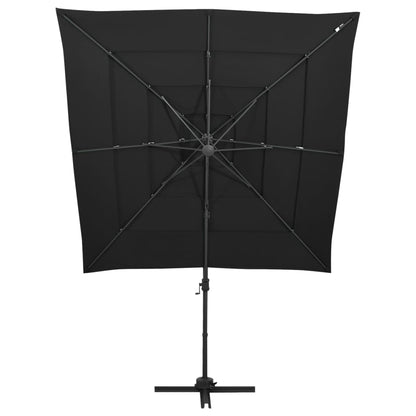 vidaXL Garden Parasol | Black | Polyester | Large | Foldable | Garden Parasol