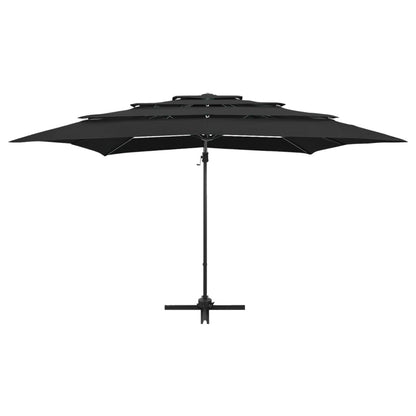 vidaXL Garden Parasol | Black | Polyester | Large | Foldable | Garden Parasol