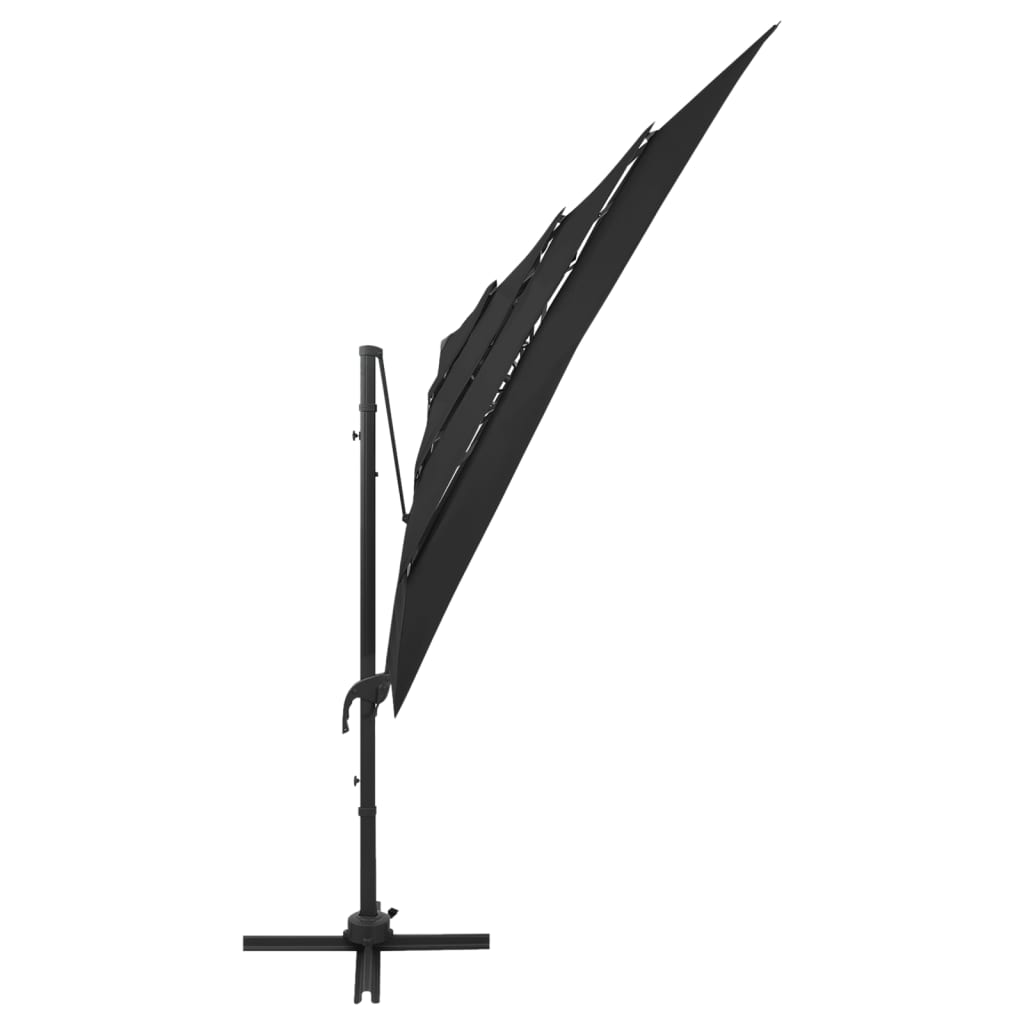vidaXL Garden Parasol | Black | Polyester | Large | Foldable | Garden Parasol