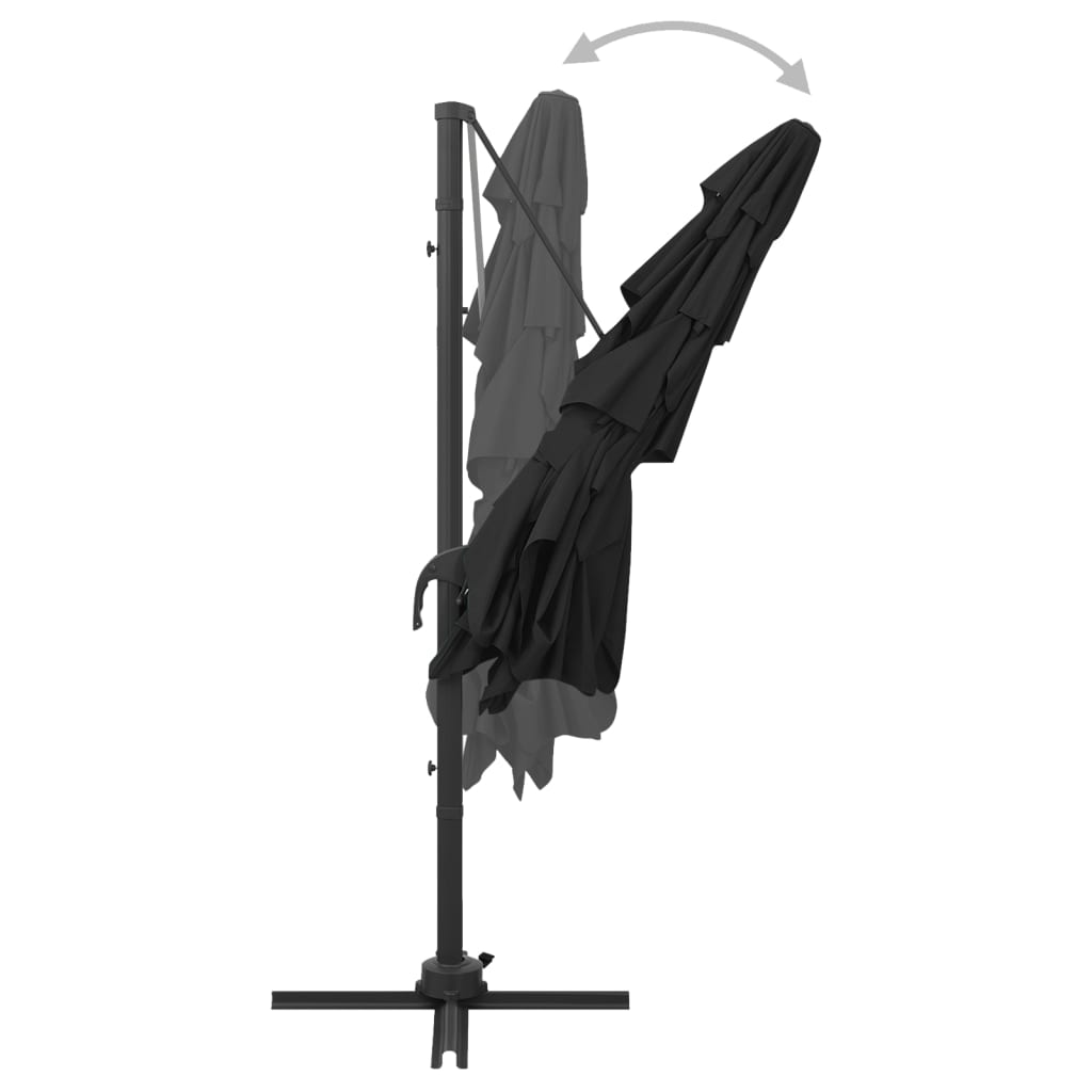 vidaXL Garden Parasol | Black | Polyester | Large | Foldable | Garden Parasol