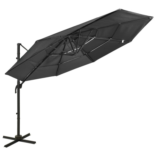 vidaXL Garden Parasol | Anthracite | Polyester, Powder-Coated Aluminium | 3x3 m