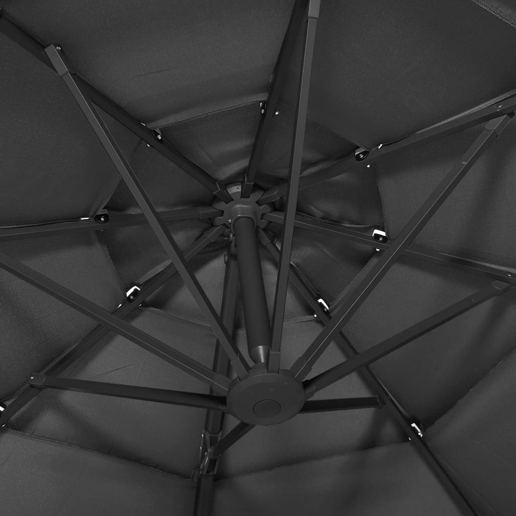 vidaXL Garden Parasol | Anthracite | Polyester, Powder-Coated Aluminium | 3x3 m