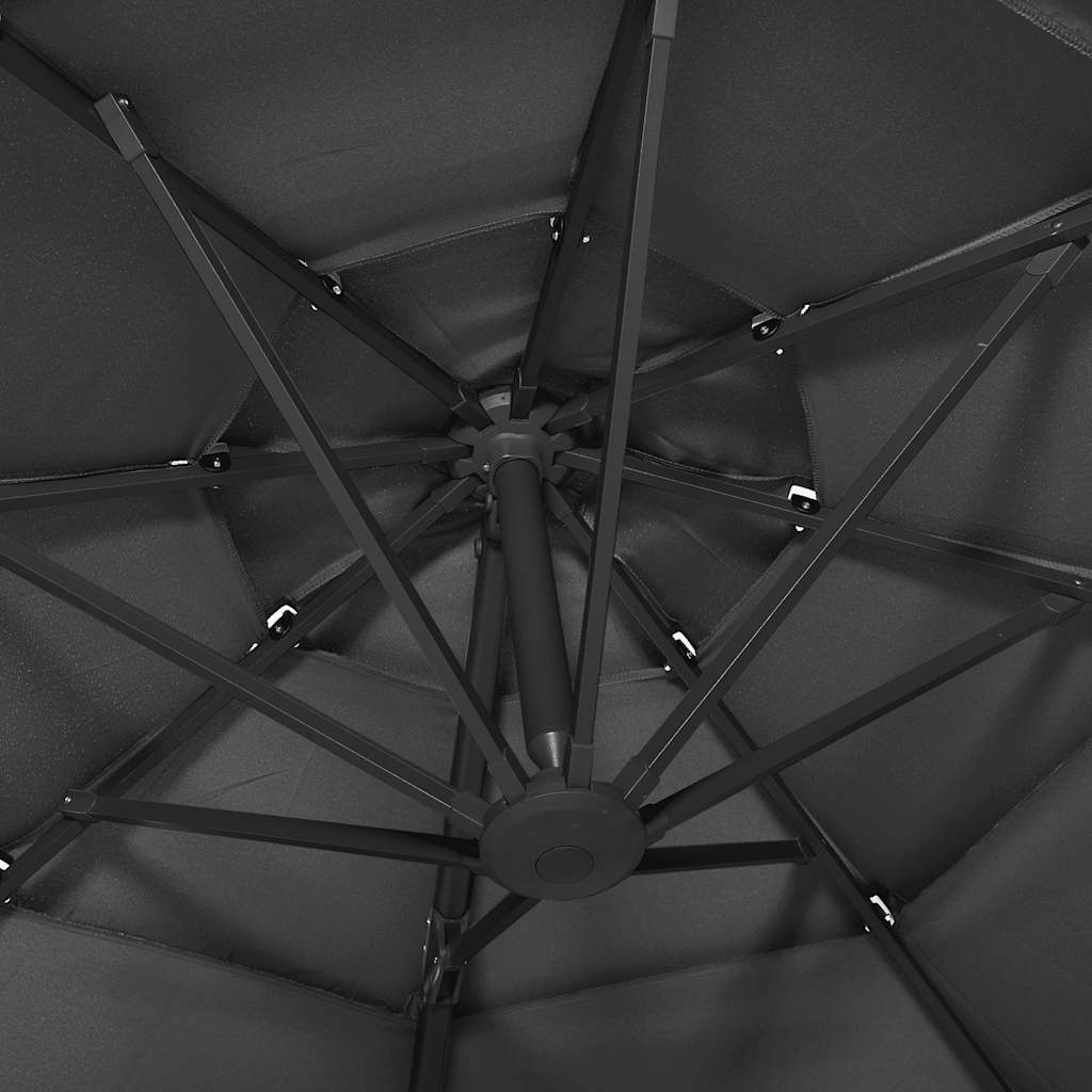 vidaXL 4-Tier Garden Parasol with Aluminium Pole Anthracite 3x3 m