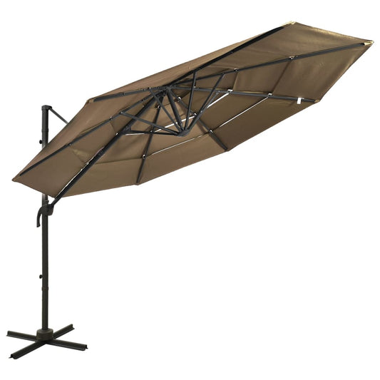 vidaXL Garden Parasol | Taupe | Polyester, Powder-Coated Aluminium | 3x3 metres