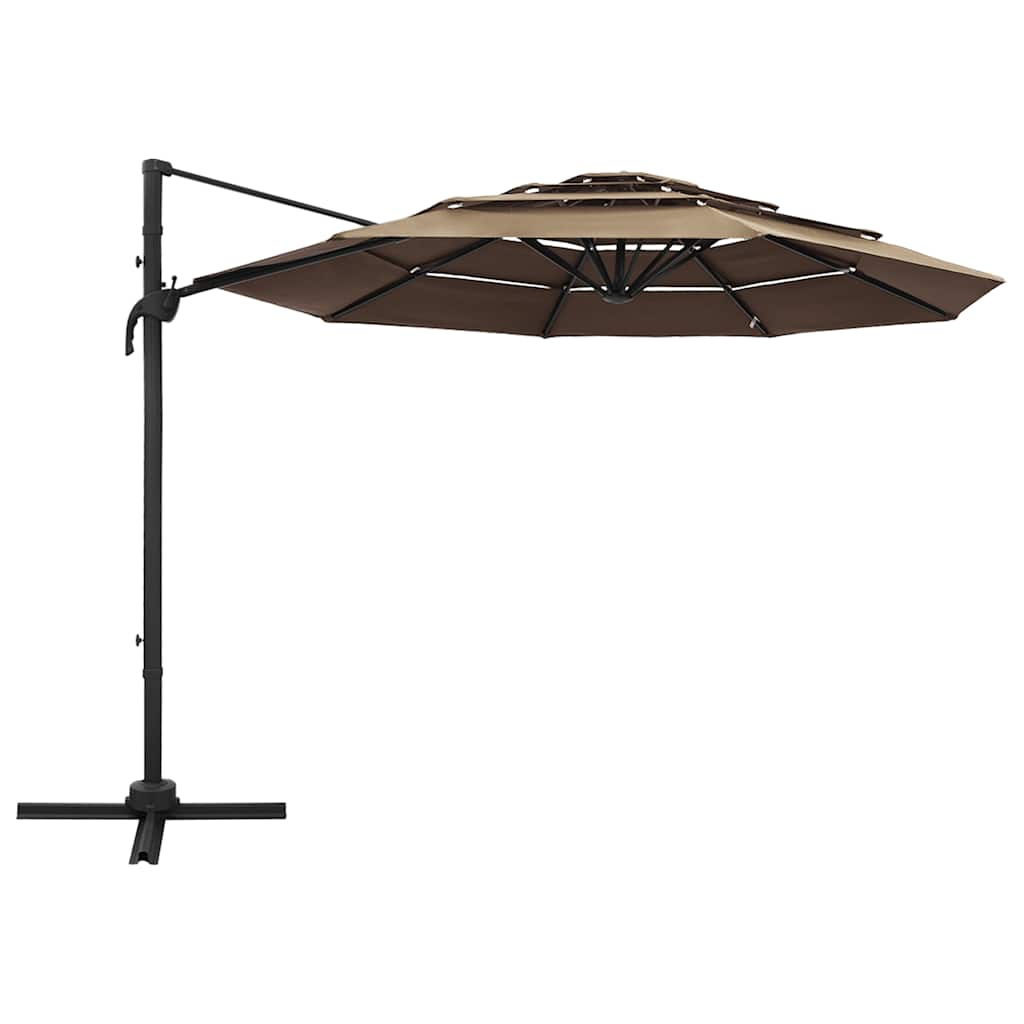 vidaXL 4-Tier Garden Parasol with Aluminium Pole Taupe 3x3 m