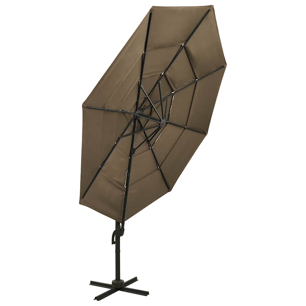 vidaXL 4-Tier Garden Parasol with Aluminium Pole Taupe 3x3 m