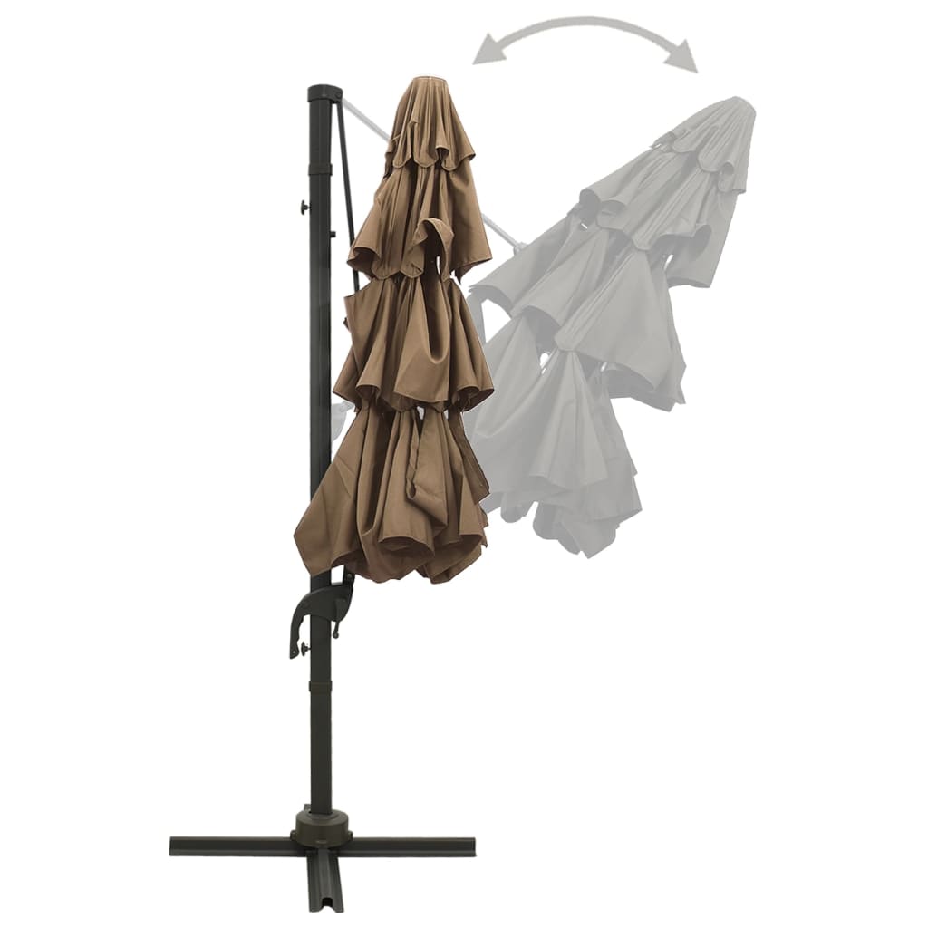 vidaXL 4-Tier Garden Parasol with Aluminium Pole Taupe 3x3 m