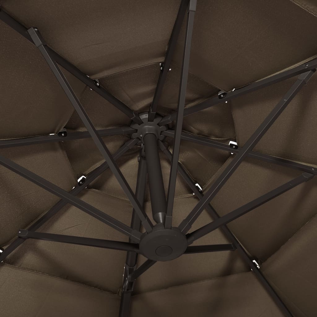 vidaXL 4-Tier Garden Parasol with Aluminium Pole Taupe 3x3 m