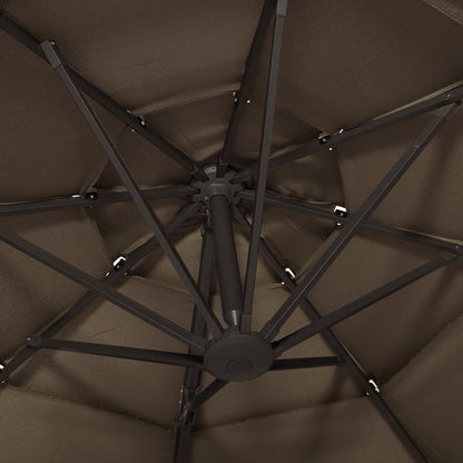 vidaXL 4-Tier Garden Parasol with Aluminium Pole Taupe 3x3 m