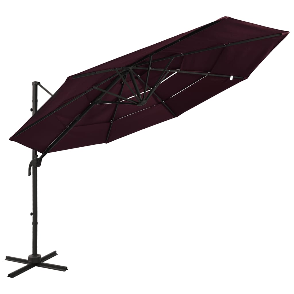 vidaXL Garden Parasol | Bordeaux Red | Polyester | 3x3 metres | Collapsible